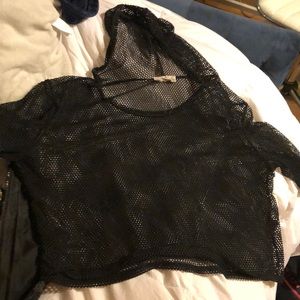 black fishnet crop top